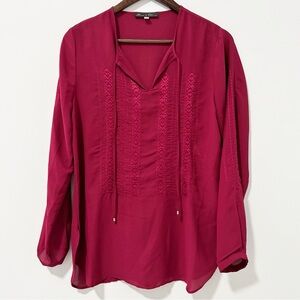 Rose & Olive Popover Blouse Womens Size Small Long Sleeve‎ Embroidered Boho